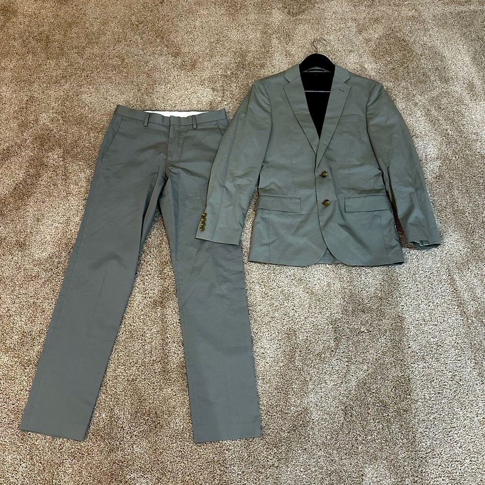 Grey Suit Jcrew Pant 28/32 Jacket 34S
